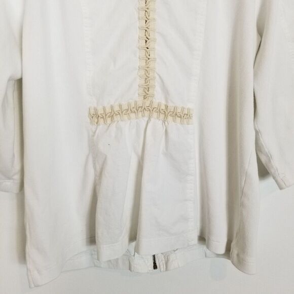 Chico’s Zenergy Women Alabaster Lace Trim Jacket Sz L White Zip Up Lightweight - Picture 7 of 9
